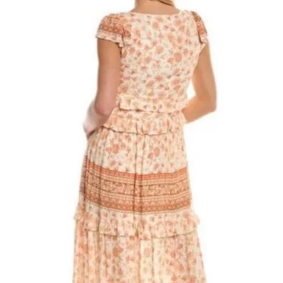 A Collective Story Anthropologie Piper Peach Floral Tiered Maxi Summer Dress S L - Picture 3 of 17